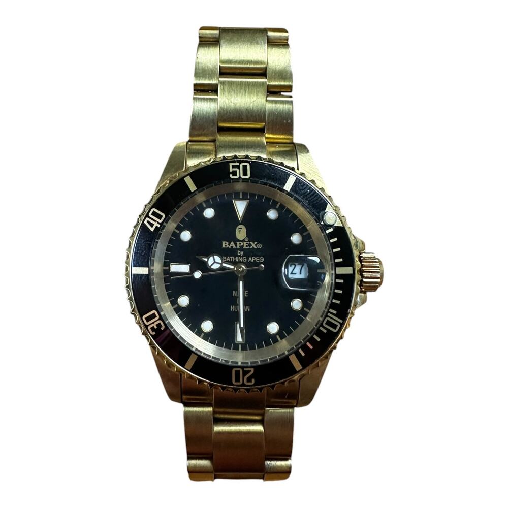 Bape Gold Black Bezzle Bapex Watch With Box
